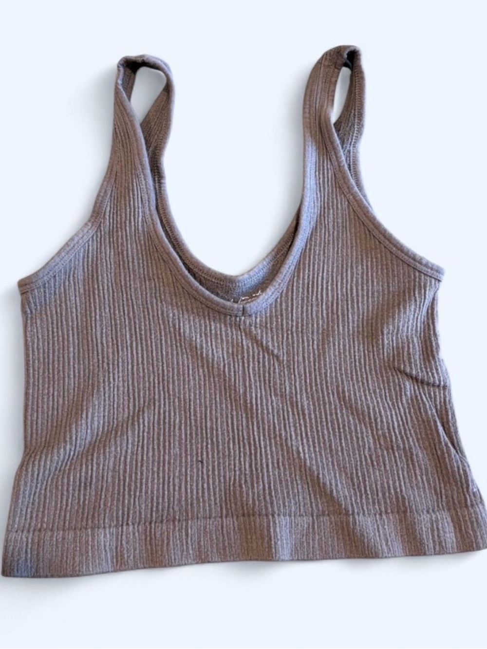 Ribbed Scoop Neck Tank Top - Olive